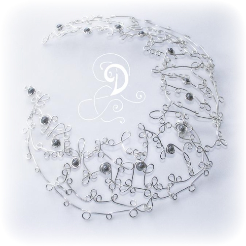 dantele colier sarma argintata bijuterii handmade jewelry silver plate wire pietre semipretioase hematit copy