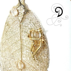 frunza aurita bijuterii handmade jewelry gold plated leaf fairies